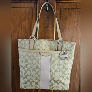 Coach Canvas Pink & Beige Handbag